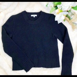 Madewell black crop sweater (100% merino wool)